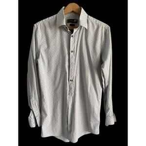 J Ferrar‎ Button Up Gray Long Sleeve Stretch Slim Shirt Sz M